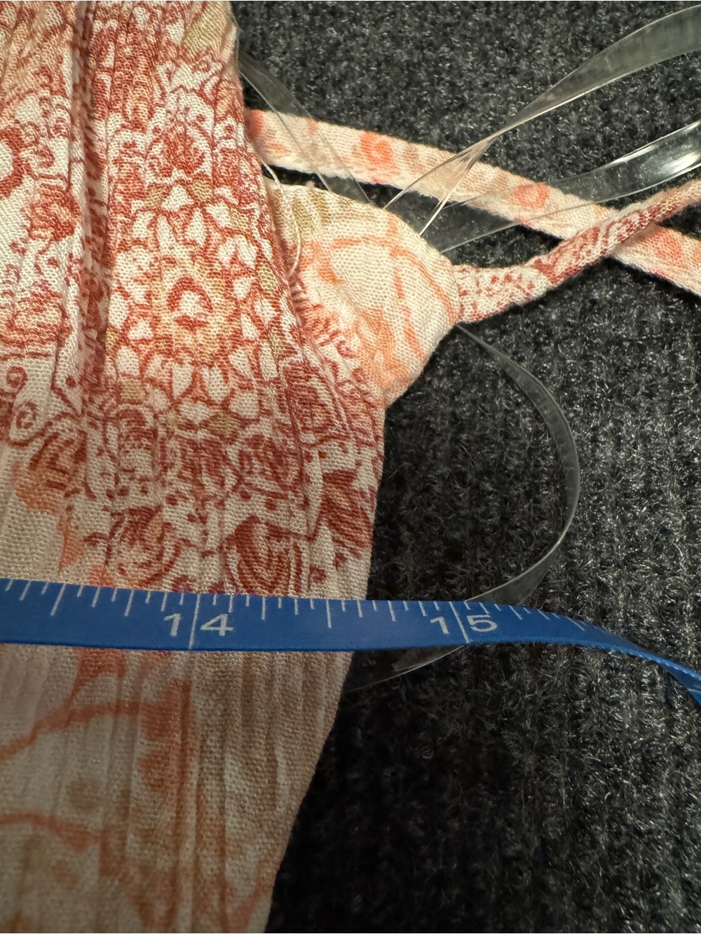 Wallflower Boho Patchwork Floral Tiered Dress -Peach Pink & Lace Accents - (S) - Picture 5 of 9